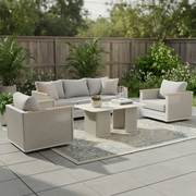 LeisureMod Arvin 4-Piece Conversation Set with Coffee Table, Sofa, and 2 Accent Chairs