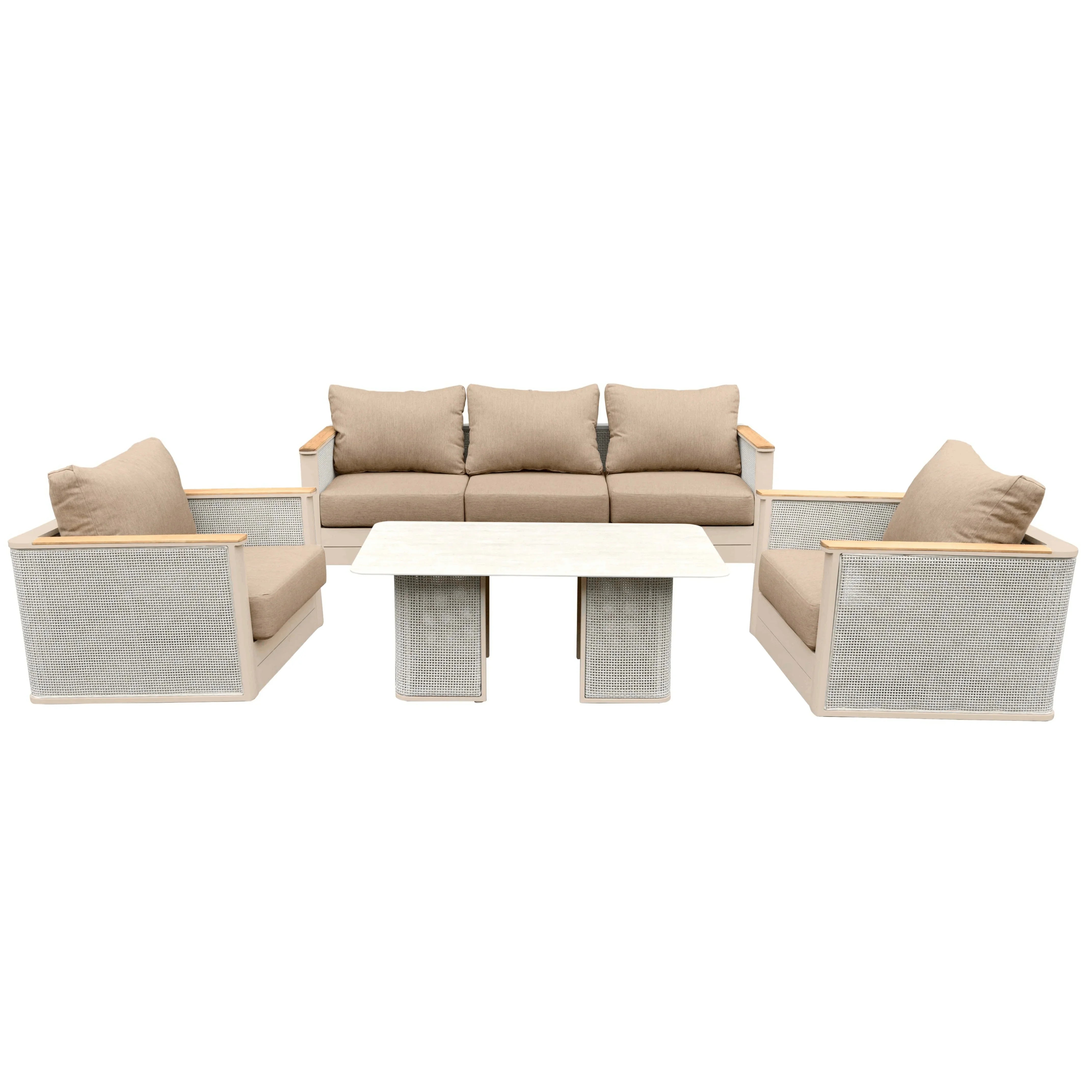 LeisureMod Arvin 4-Piece Conversation Set with Coffee Table, Sofa, and 2 Accent Chairs - Elax Furniture
