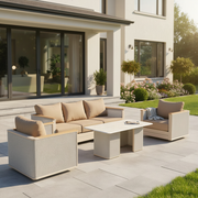 LeisureMod Arvin 4-Piece Conversation Set with Coffee Table, Sofa, and 2 Accent Chairs