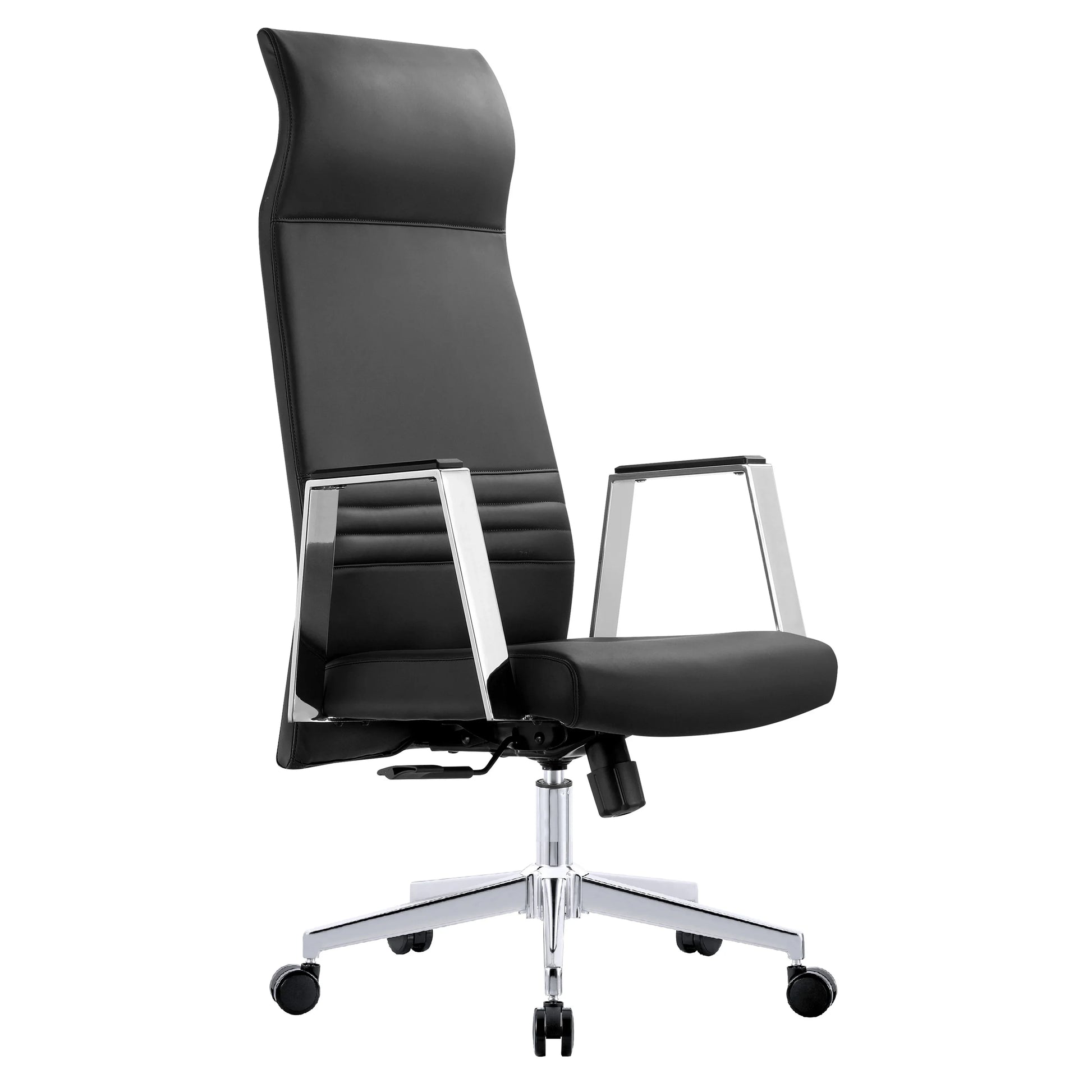 Aleen High-Back Office Chair in Upholstered Leather and Iron Frame with Swivel and Tilt - Elax Furniture