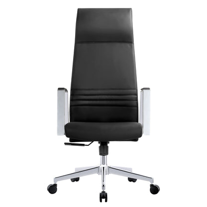 Aleen High-Back Office Chair in Upholstered Leather and Iron Frame with Swivel and Tilt - Elax Furniture