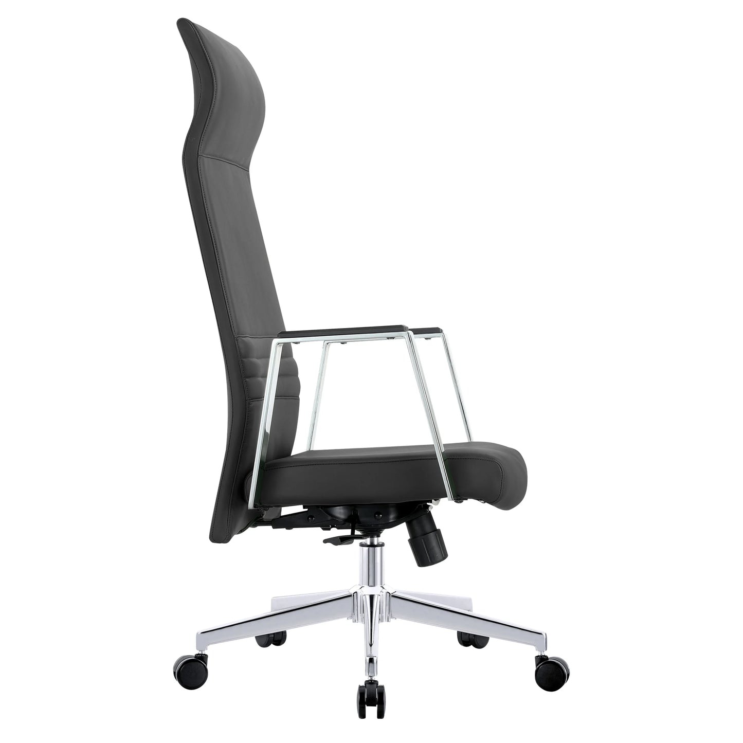 Aleen High-Back Office Chair in Upholstered Leather and Iron Frame with Swivel and Tilt - Elax Furniture