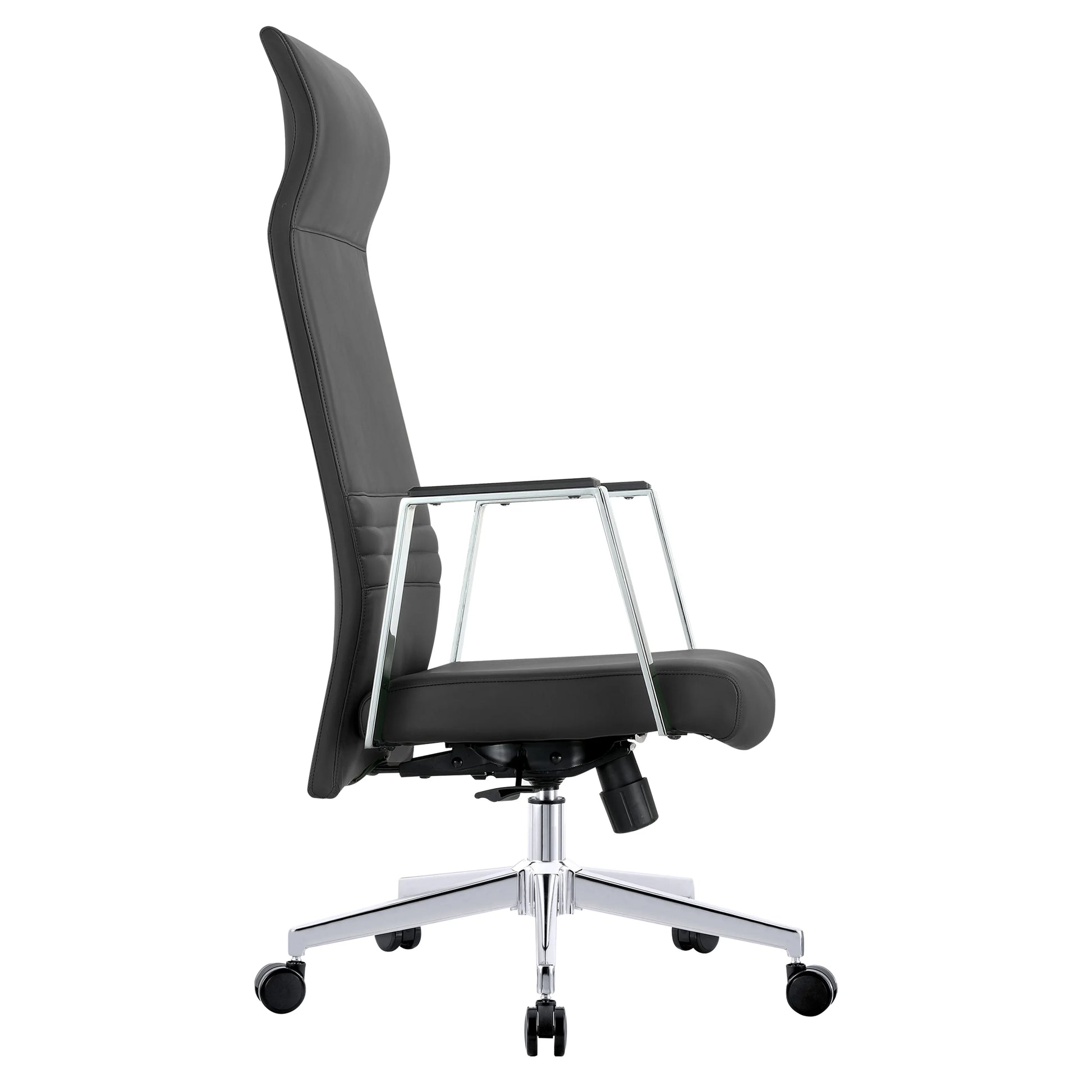 Aleen High-Back Office Chair in Upholstered Leather and Iron Frame with Swivel and Tilt - Elax Furniture
