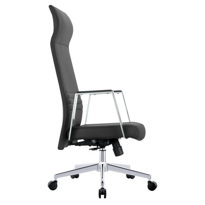 Aleen High-Back Office Chair in Upholstered Leather and Iron Frame with Swivel and Tilt - Elax Furniture