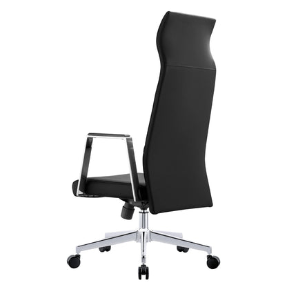 Aleen High-Back Office Chair in Upholstered Leather and Iron Frame with Swivel and Tilt - Elax Furniture
