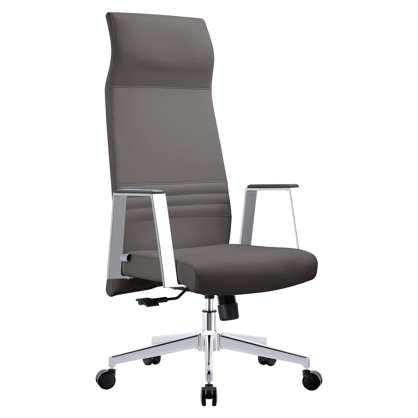 Aleen High-Back Office Chair in Upholstered Leather and Iron Frame with Swivel and Tilt - Elax Furniture