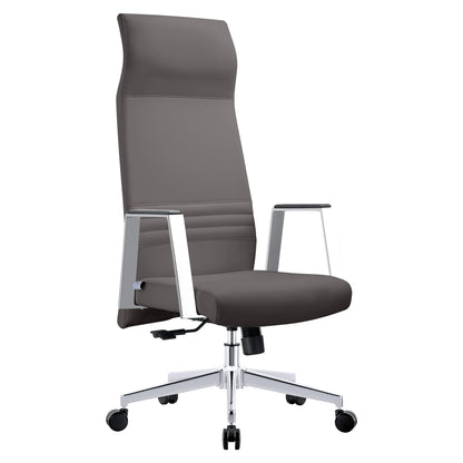 Aleen High-Back Office Chair in Upholstered Leather and Iron Frame with Swivel and Tilt - Elax Furniture