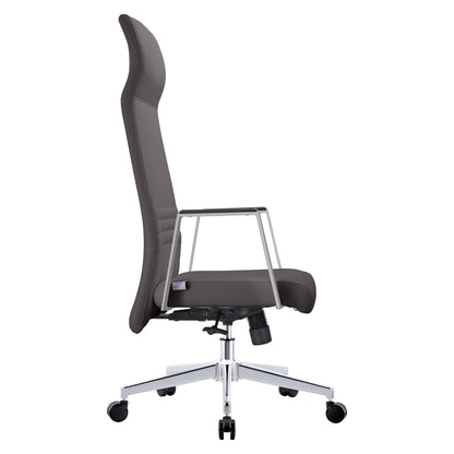 Aleen High-Back Office Chair in Upholstered Leather and Iron Frame with Swivel and Tilt - Elax Furniture