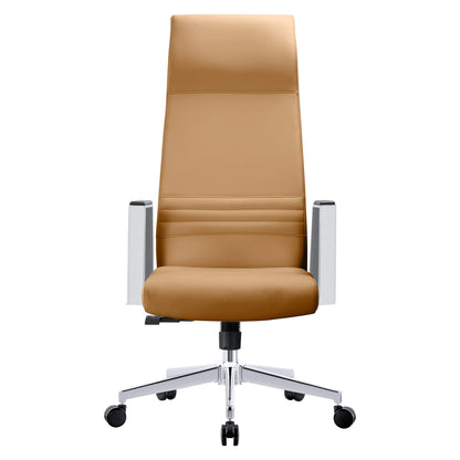 Aleen High-Back Office Chair in Upholstered Leather and Iron Frame with Swivel and Tilt - Elax Furniture
