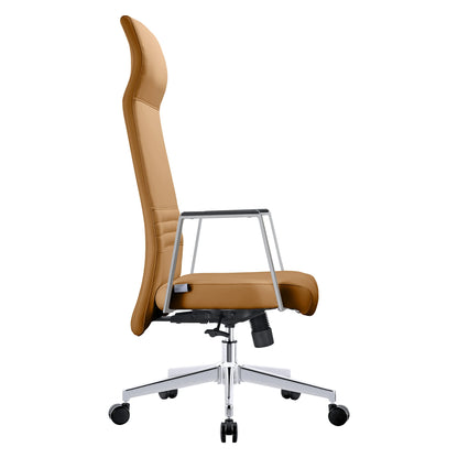 Aleen High-Back Office Chair in Upholstered Leather and Iron Frame with Swivel and Tilt - Elax Furniture