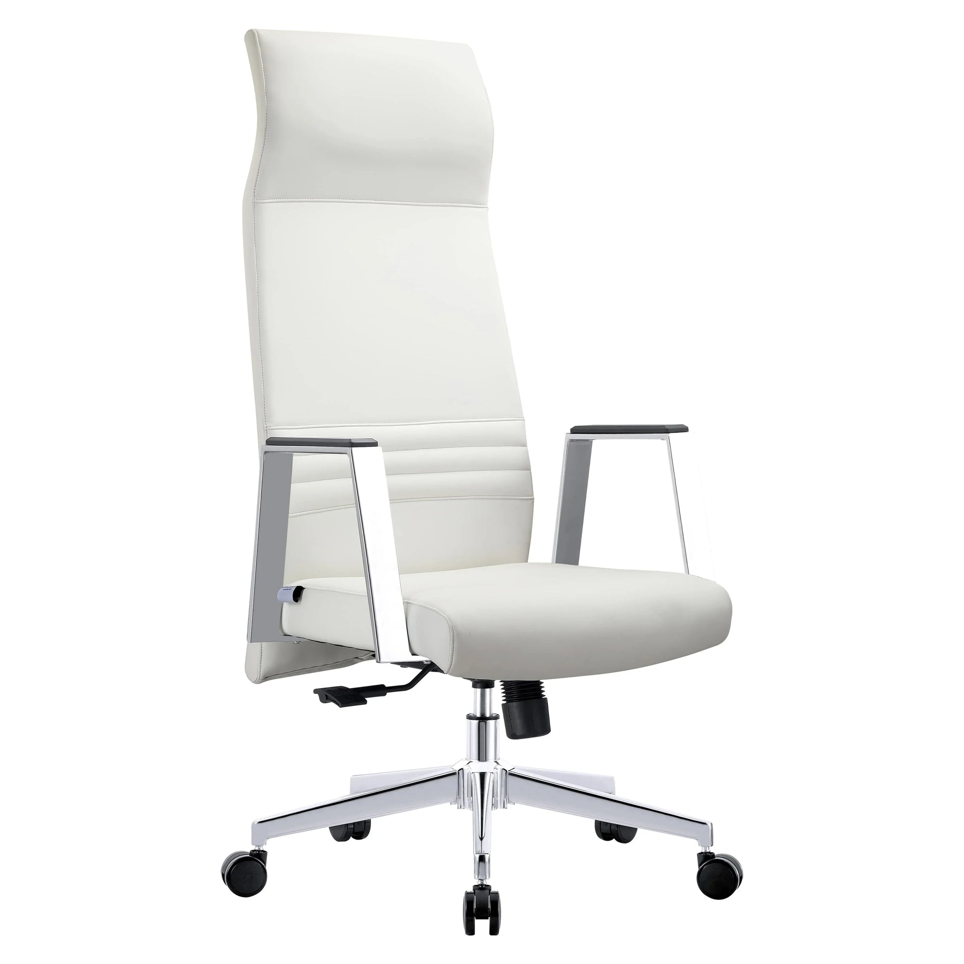Aleen High-Back Office Chair in Upholstered Leather and Iron Frame with Swivel and Tilt - Elax Furniture