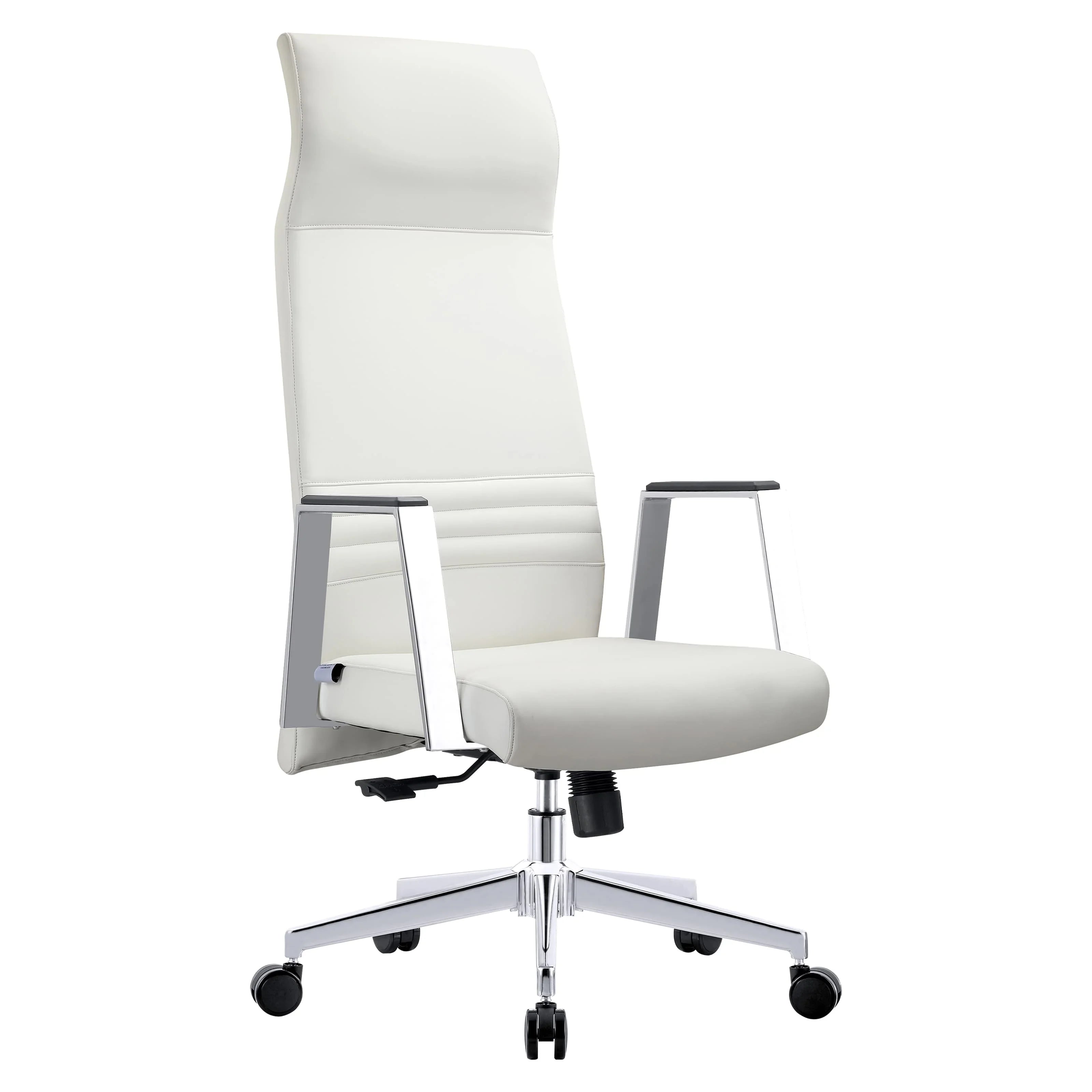 Aleen High-Back Office Chair in Upholstered Leather and Iron Frame with Swivel and Tilt - Elax Furniture