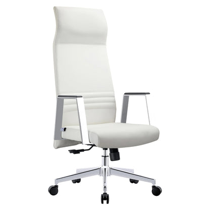 Aleen High-Back Office Chair in Upholstered Leather and Iron Frame with Swivel and Tilt - Elax Furniture