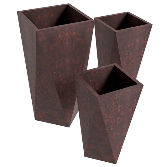 Aloe 3-Piece Modern Fiberstone and MGO Clay Square Planter Set for Indoor and Outdoor - Elax Furniture