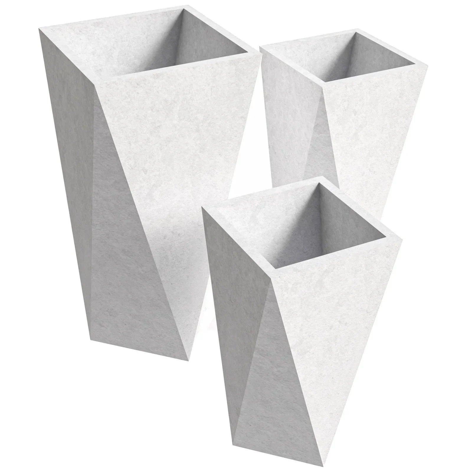 Aloe 3-Piece Modern Fiberstone and MGO Clay Square Planter Set for Indoor and Outdoor - Elax Furniture