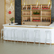 Averill Mid Century Modern Plastic Barstool with Clear Acrylic Seat and Legs for Kitchen and Dining Room - Elax Furniture