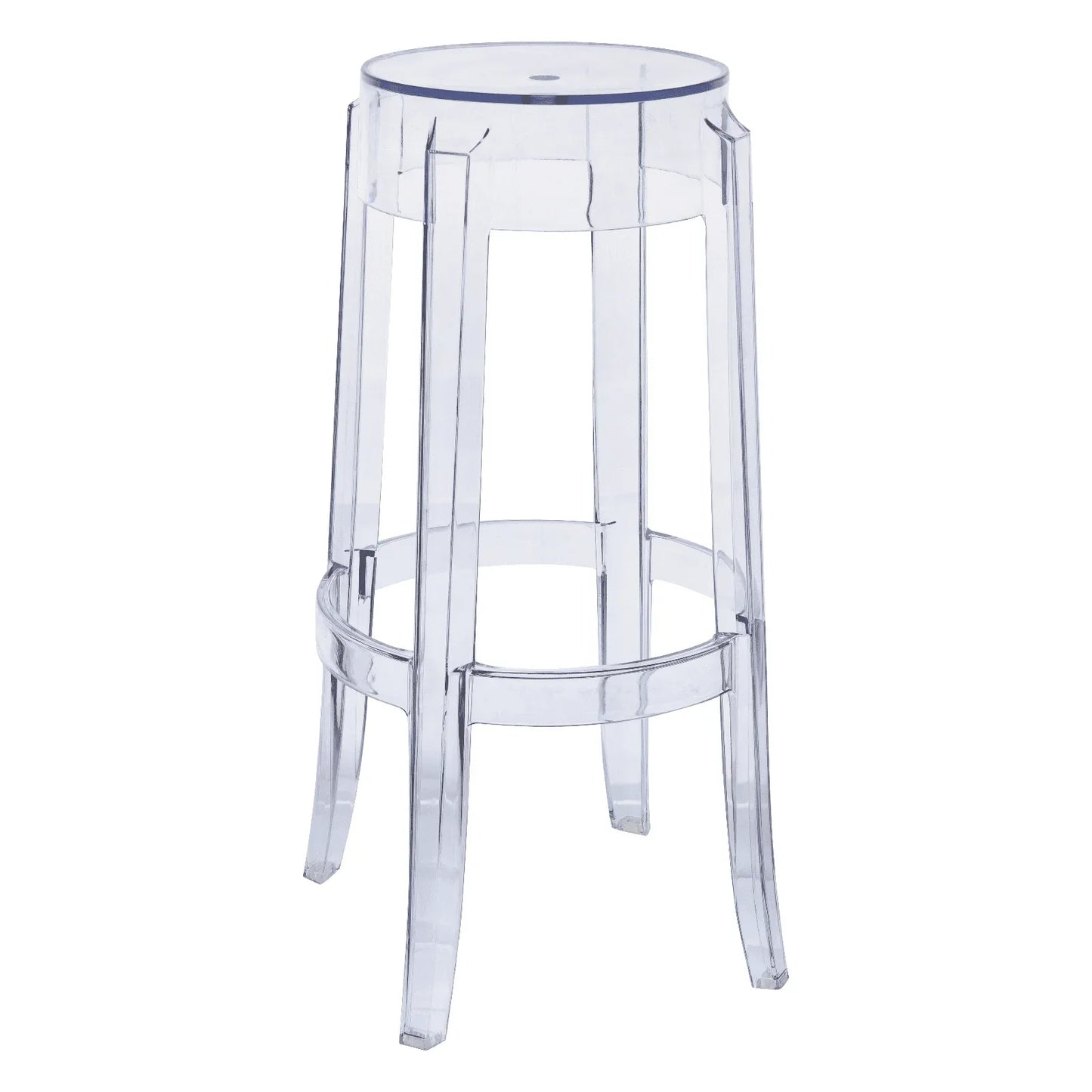 Averill Modern Plastic Barstool with Clear Acrylic Seat and Legs Set of 2 - Elax Furniture