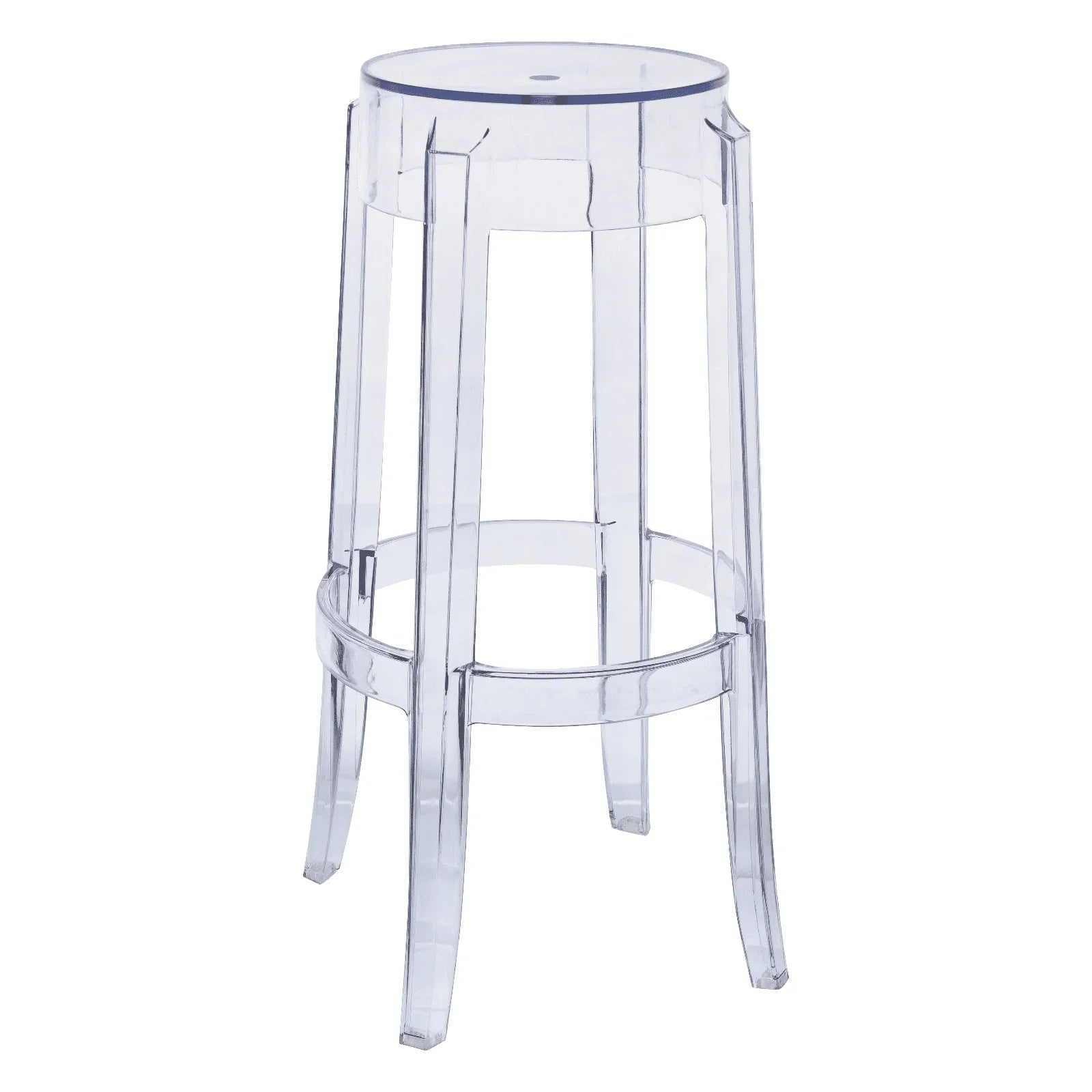 Averill Modern Plastic Barstool with Clear Acrylic Seat and Legs Set of 2 - Elax Furniture