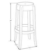Averill Mid Century Modern Plastic Barstool with Clear Acrylic Seat and Legs for Kitchen and Dining Room - Elax Furniture