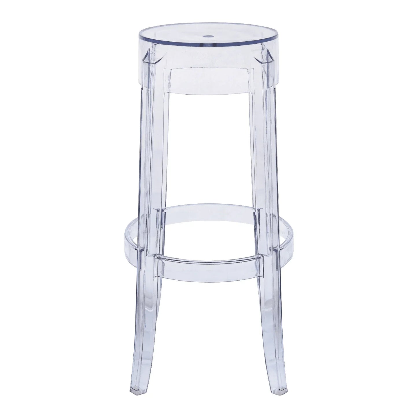 Averill Mid Century Modern Plastic Barstool with Clear Acrylic Seat and Legs for Kitchen and Dining Room - Elax Furniture