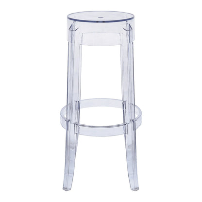 Averill Mid Century Modern Plastic Barstool with Clear Acrylic Seat and Legs for Kitchen and Dining Room - Elax Furniture