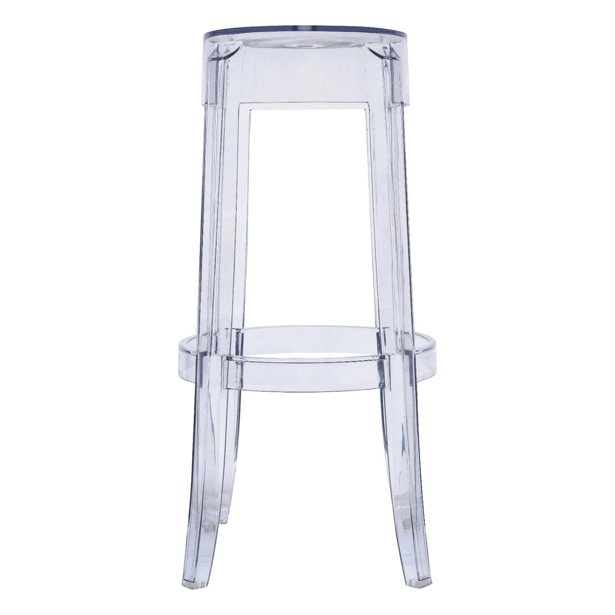 Averill Mid Century Modern Plastic Barstool with Clear Acrylic Seat and Legs for Kitchen and Dining Room - Elax Furniture