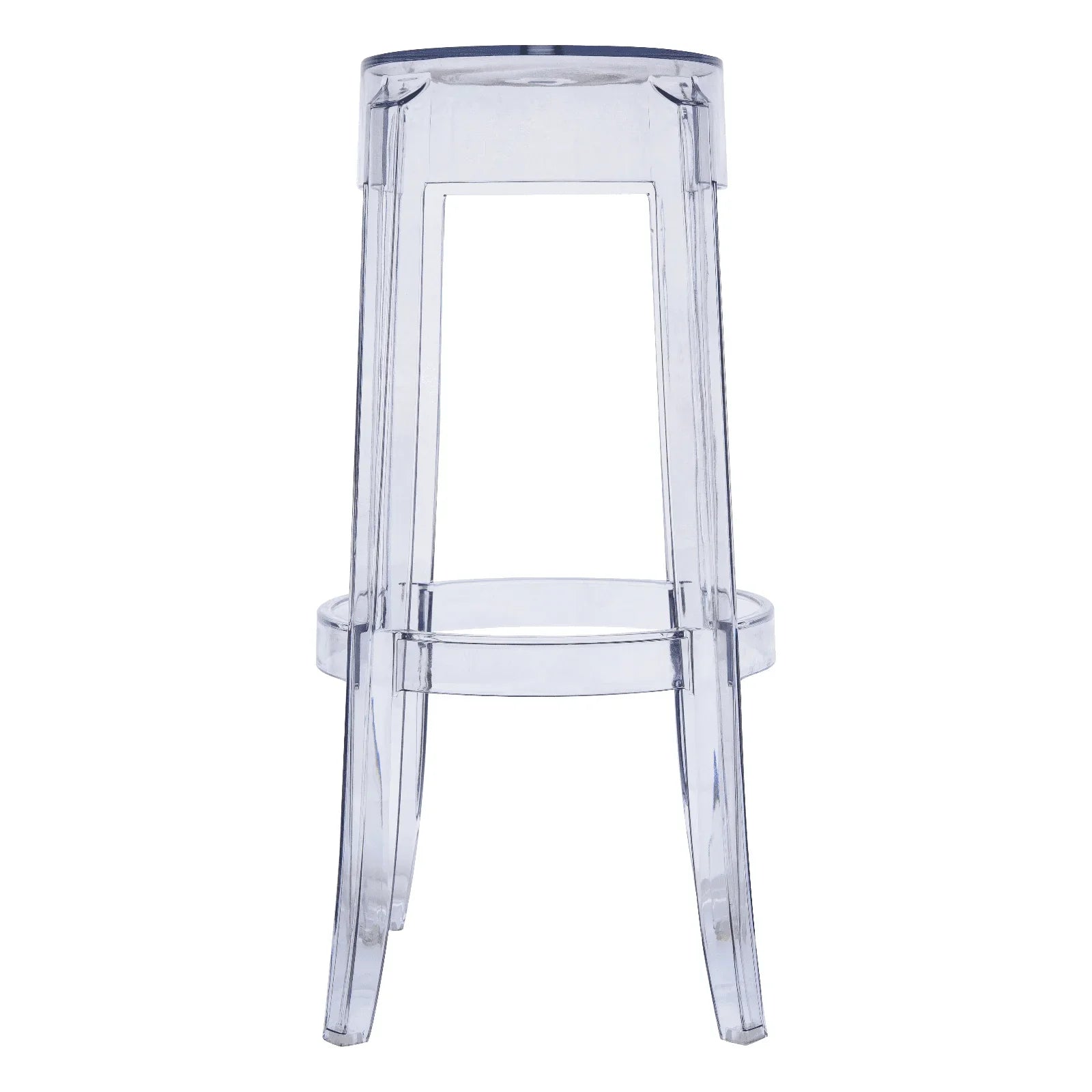 Averill Mid Century Modern Plastic Barstool with Clear Acrylic Seat and Legs for Kitchen and Dining Room - Elax Furniture