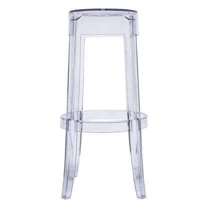 Averill Mid Century Modern Plastic Barstool with Clear Acrylic Seat and Legs for Kitchen and Dining Room - Elax Furniture