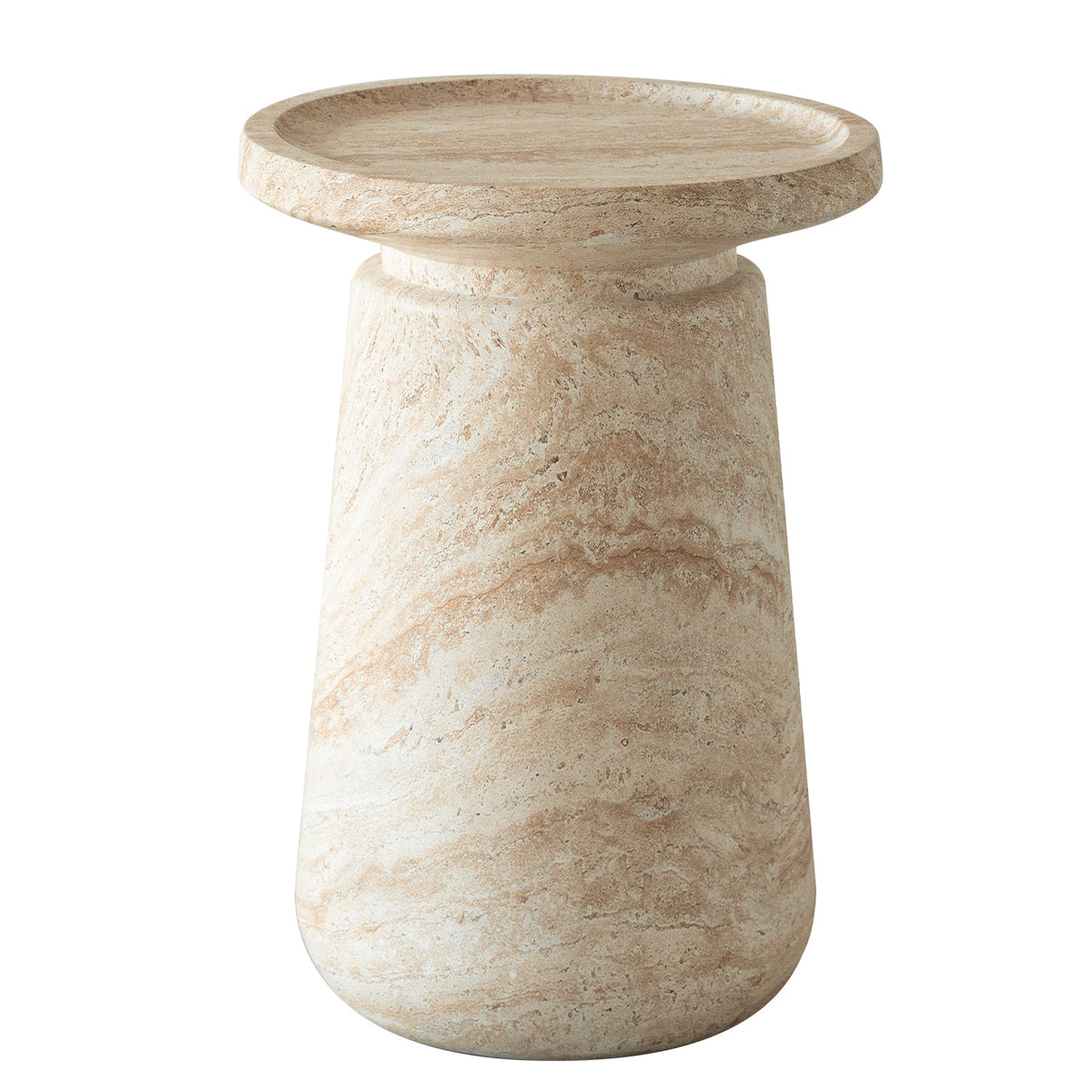 Aruba Fiberstone Side/End Table Tray-Top Design Pedestal Base