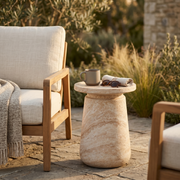 Aruba Fiberstone Side/End Table Tray-Top Design Pedestal Base