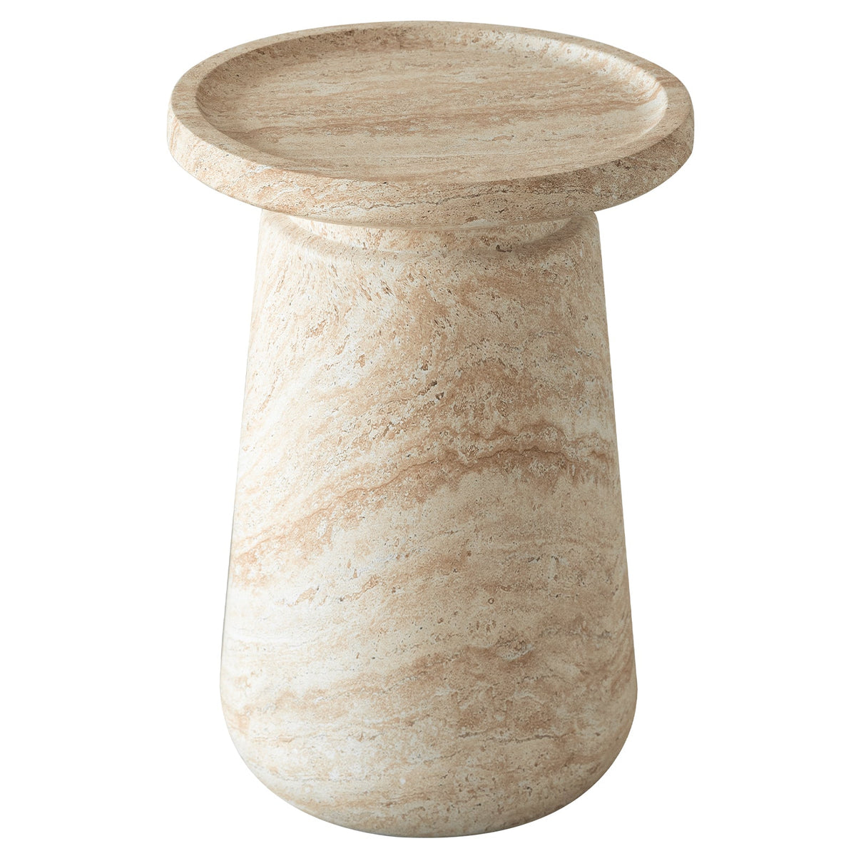 Aruba Fiberstone Side/End Table Tray-Top Design Pedestal Base