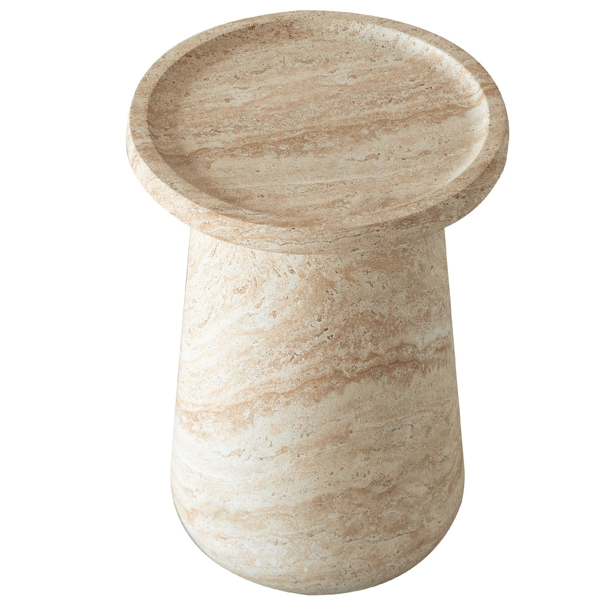 Aruba Fiberstone Side/End Table Tray-Top Design Pedestal Base