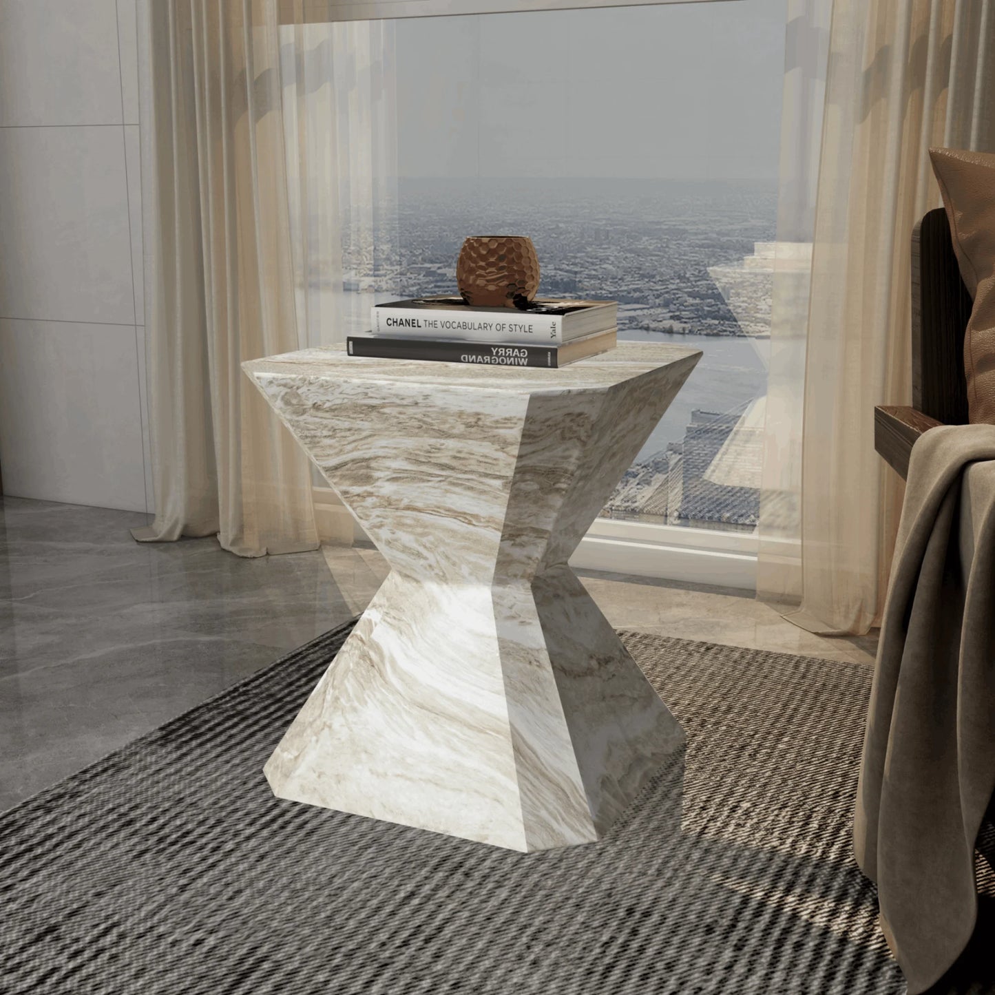 Azure Side Table Round Fiberstone Accent Table - Elax Furniture