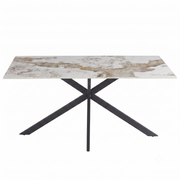 Apex 48 in. Rectangular Dining Table with Sintered Stone Tabletop in Black Steel Base