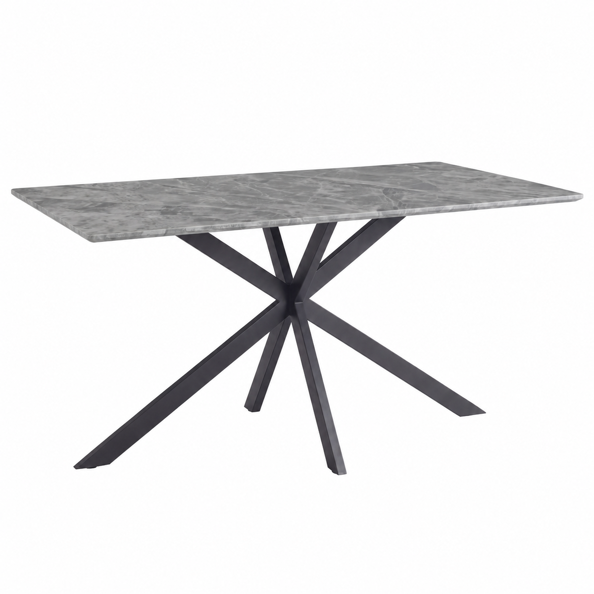 Apex 48 in. Rectangular Dining Table with Sintered Stone Tabletop in Black Steel Base