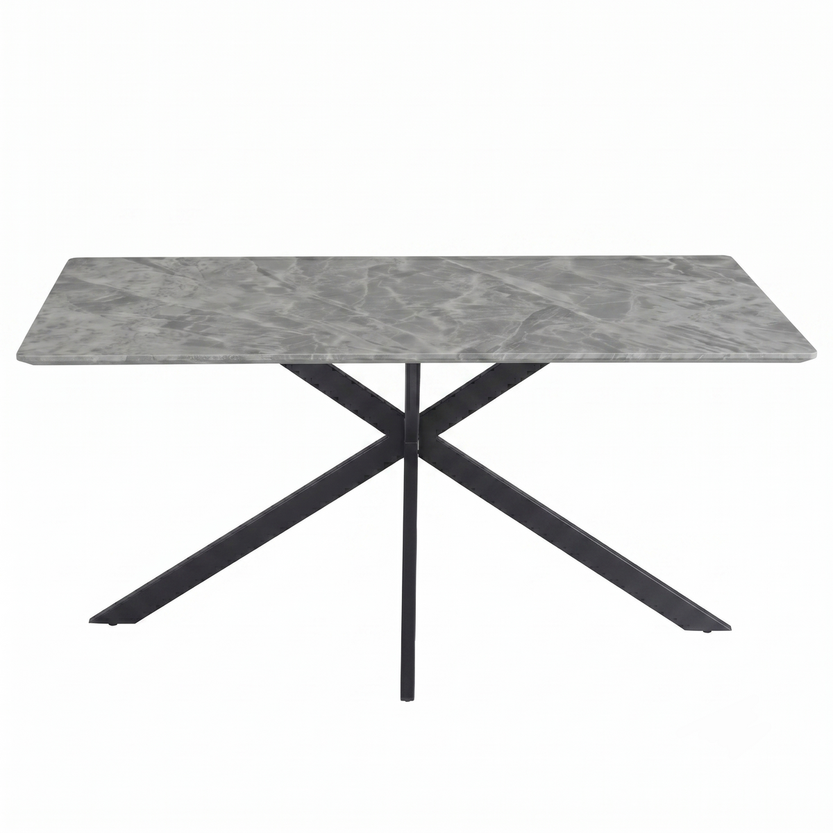 Apex 48 in. Rectangular Dining Table with Sintered Stone Tabletop in Black Steel Base