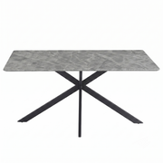Apex 48 in. Rectangular Dining Table with Sintered Stone Tabletop in Black Steel Base
