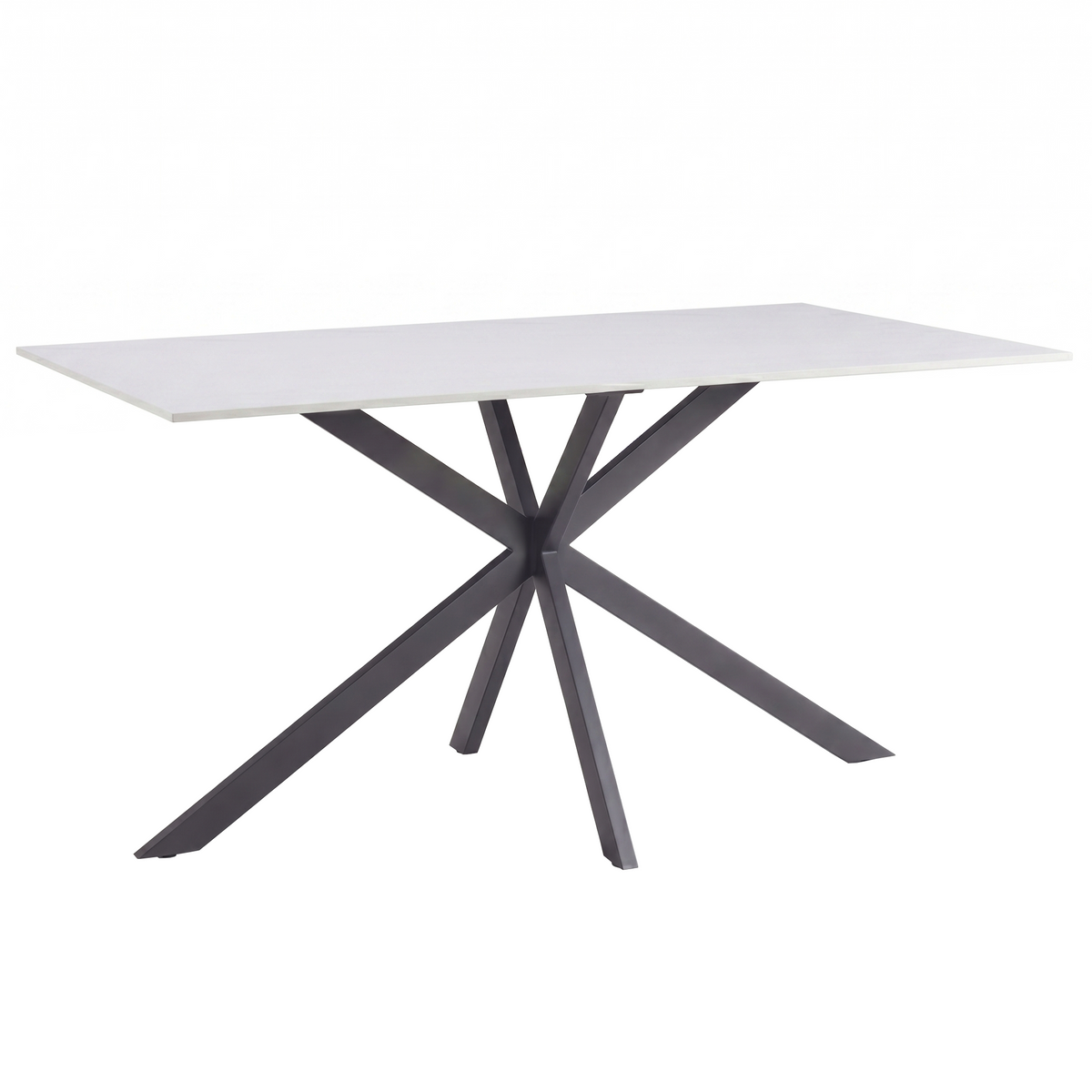 Apex 48 in. Rectangular Dining Table with Sintered Stone Tabletop in Black Steel Base