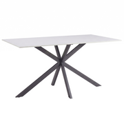 Apex 48 in. Rectangular Dining Table with Sintered Stone Tabletop in Black Steel Base
