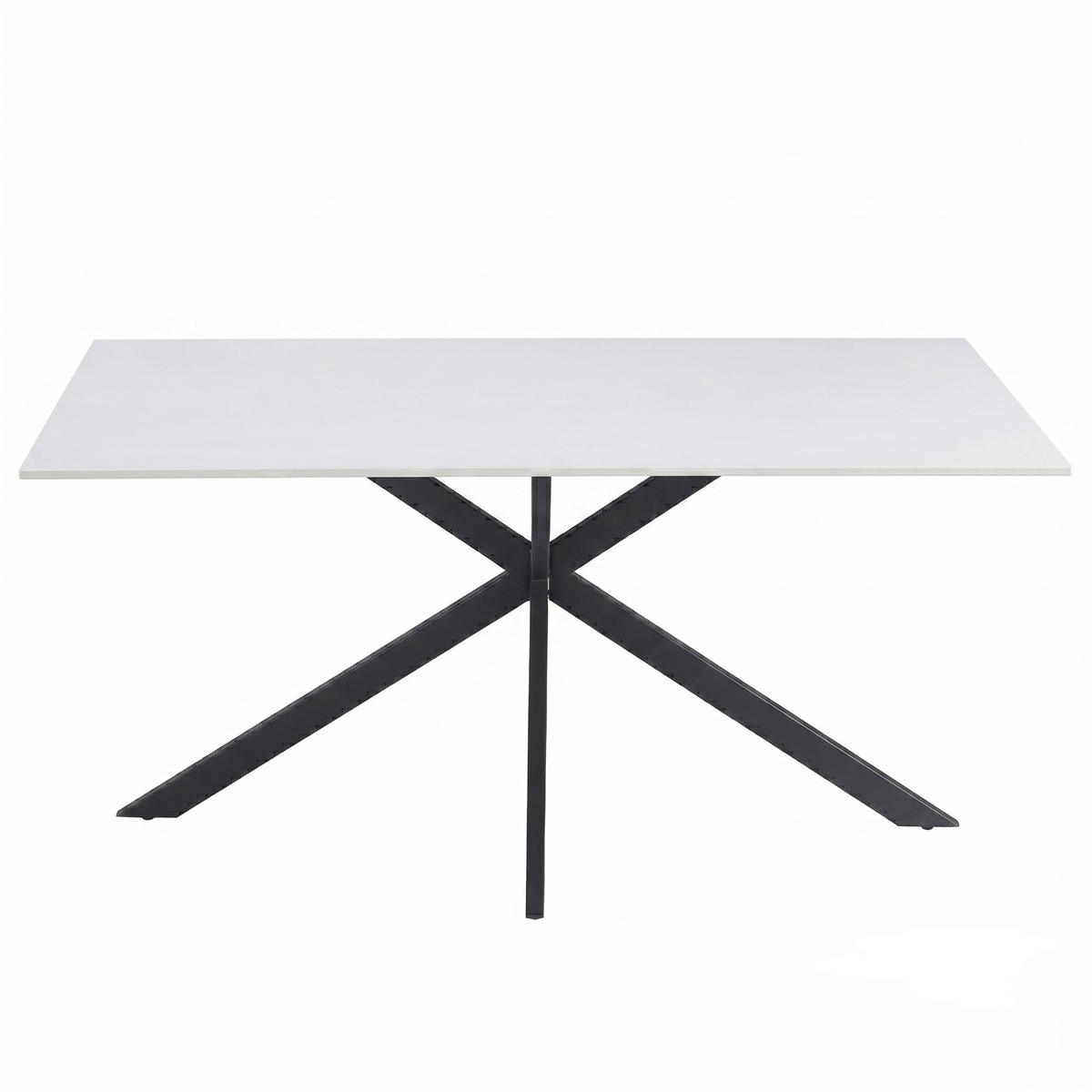 Apex 48 in. Rectangular Dining Table with Sintered Stone Tabletop in Black Steel Base