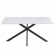 Apex 48 in. Rectangular Dining Table with Sintered Stone Tabletop in Black Steel Base