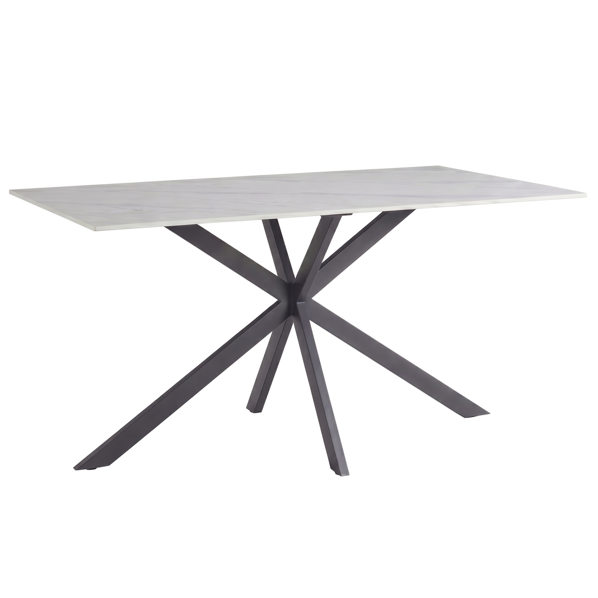 Apex 48 in. Rectangular Dining Table with Sintered Stone Tabletop in Black Steel Base