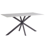 Apex 48 in. Rectangular Dining Table with Sintered Stone Tabletop in Black Steel Base