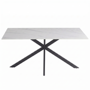 Apex 48 in. Rectangular Dining Table with Sintered Stone Tabletop in Black Steel Base