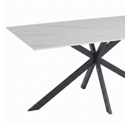 Apex 48 in. Rectangular Dining Table with Sintered Stone Tabletop in Black Steel Base