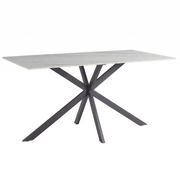 Apex 48 in. Rectangular Dining Table with Sintered Stone Tabletop in Black Steel Base