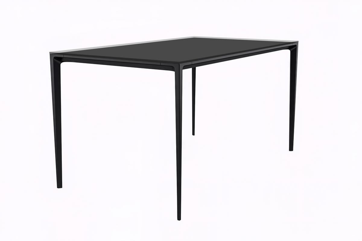 Avo Rectangular Dining Table with Sintered Stone/Glass Tabletop in Black Aluminum Base