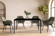 Avo Rectangular Dining Table with Sintered Stone/Glass Tabletop in Black Aluminum Base