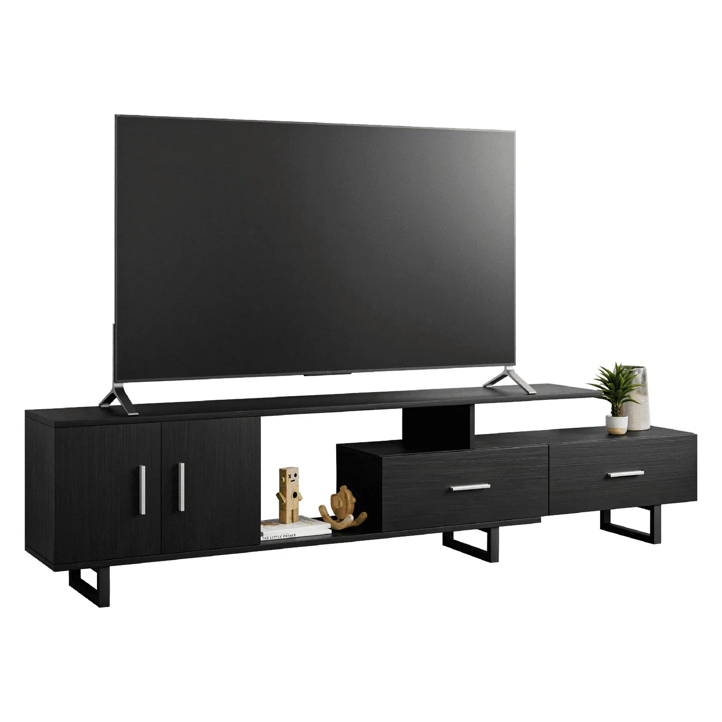 Avery Mid-Century Modern TV Stand with MDF Cabinet and Powder Coated Steel Legs - Elax Furniture