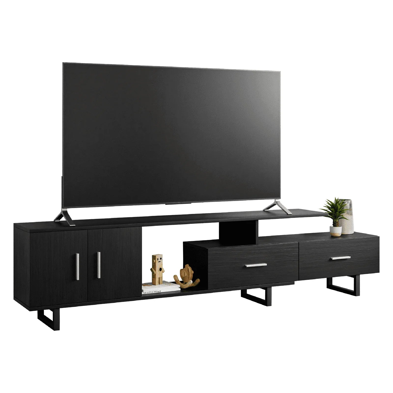 Avery Mid-Century Modern TV Stand with MDF Cabinet and Powder Coated Steel Legs - Elax Furniture